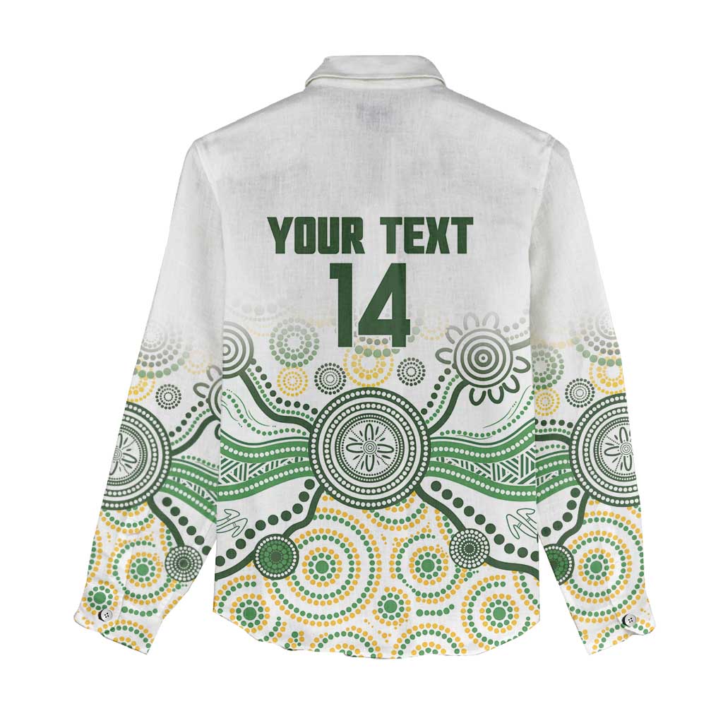 Australia Rugby Custom Women Casual Shirt 2025 Wallaroos Indigenous Art - Aussie Hoodie