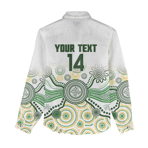Australia Rugby Custom Women Casual Shirt 2025 Wallaroos Indigenous Art - Aussie Hoodie