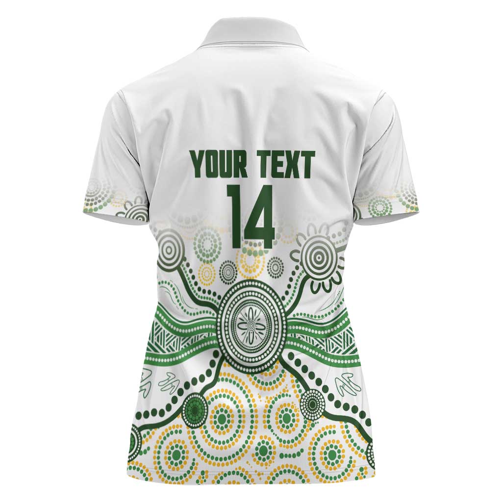 Australia Rugby Custom Women Polo Shirt 2025 Wallaroos Indigenous Art - Aussie Hoodie