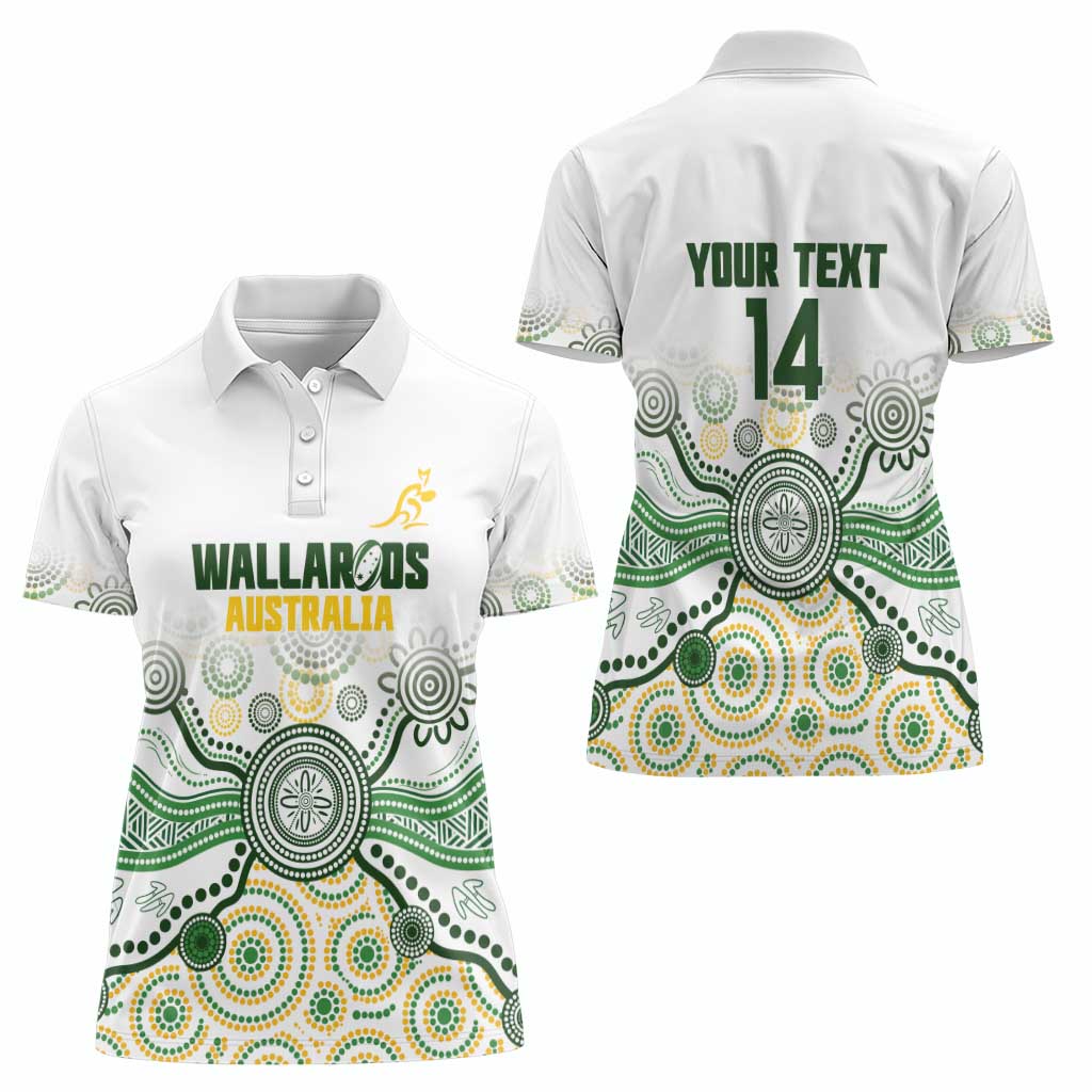 Australia Rugby Custom Women Polo Shirt 2025 Wallaroos Indigenous Art - Aussie Hoodie
