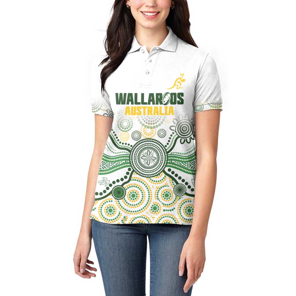 Australia Rugby Custom Women Polo Shirt 2025 Wallaroos Indigenous Art - Aussie Hoodie