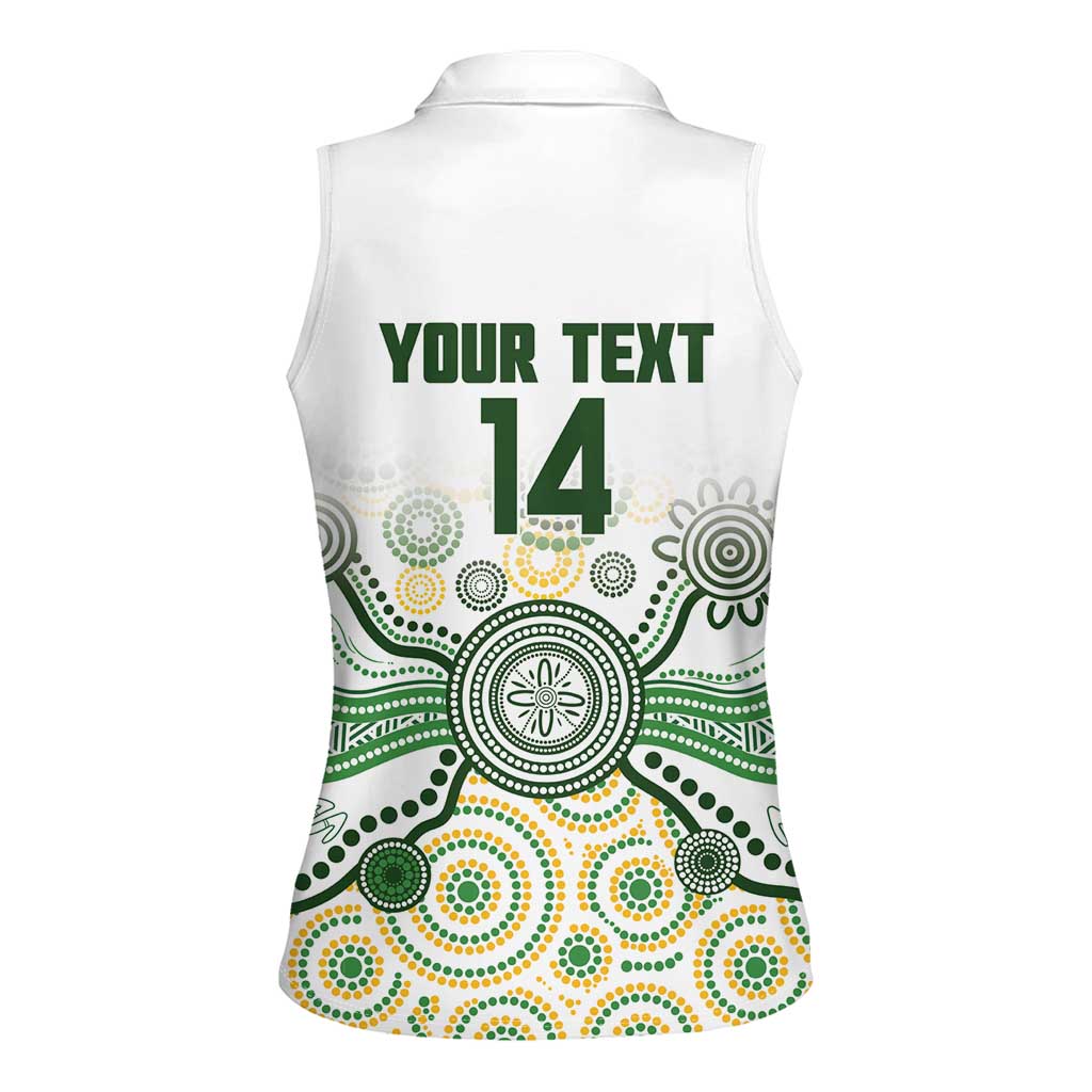 Australia Rugby Custom Women Sleeveless Polo Shirt 2025 Wallaroos Indigenous Art - Aussie Hoodie