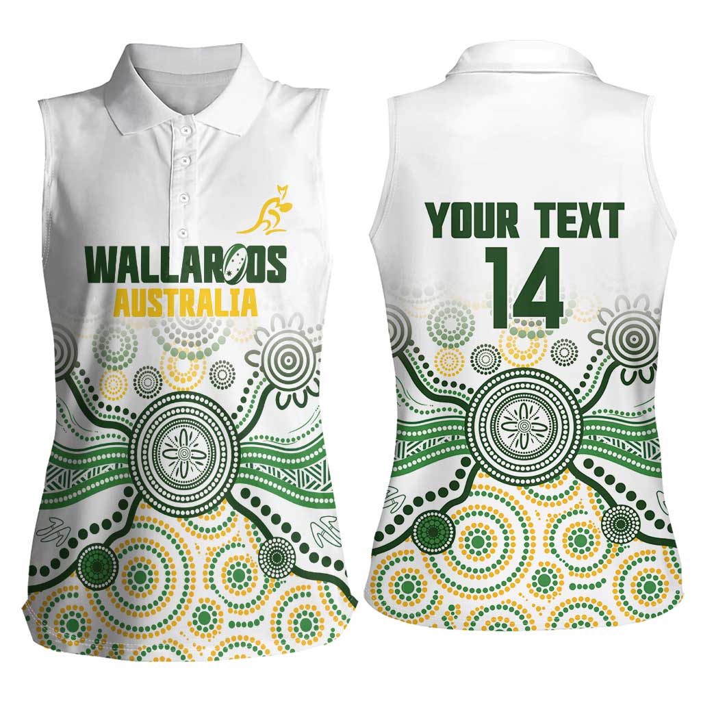 Australia Rugby Custom Women Sleeveless Polo Shirt 2025 Wallaroos Indigenous Art - Aussie Hoodie
