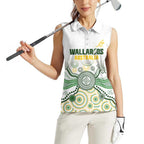 Australia Rugby Custom Women Sleeveless Polo Shirt 2025 Wallaroos Indigenous Art - Aussie Hoodie