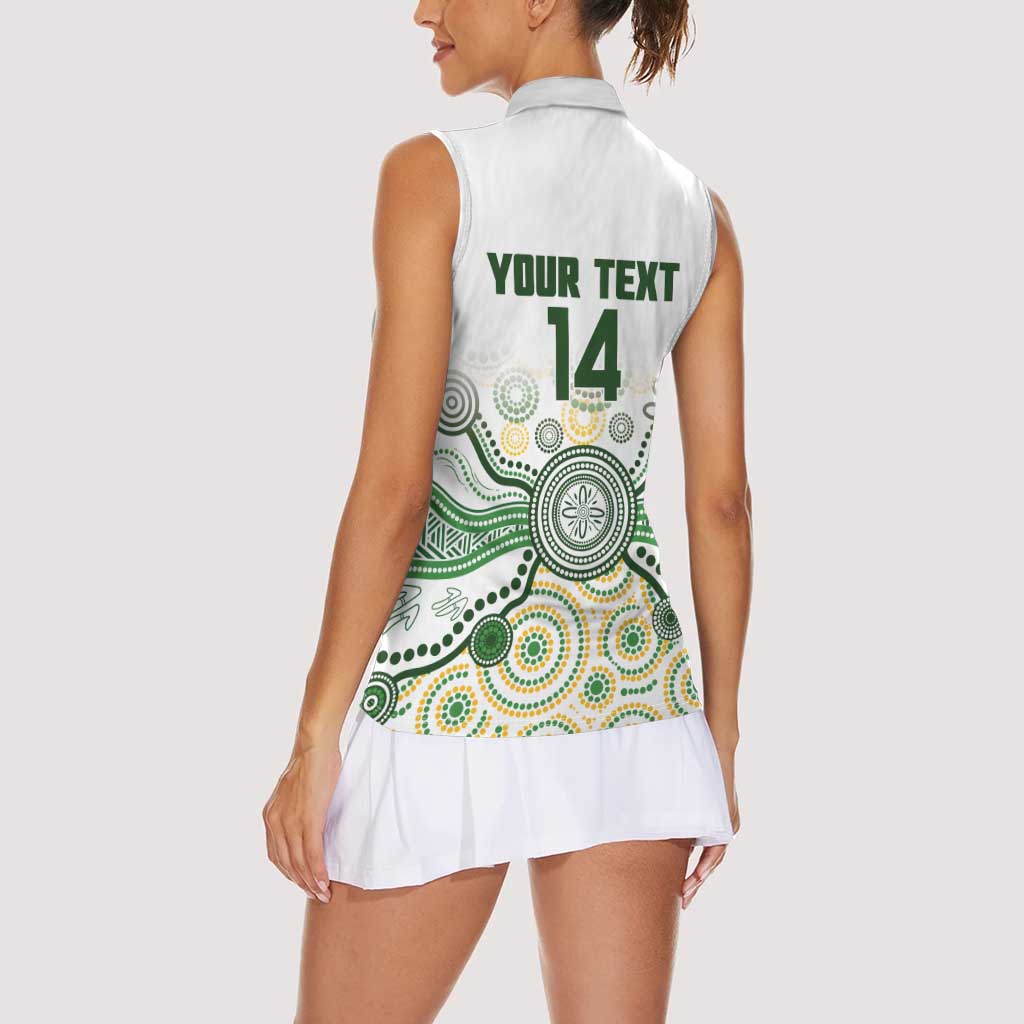 Australia Rugby Custom Women Sleeveless Polo Shirt 2025 Wallaroos Indigenous Art - Aussie Hoodie