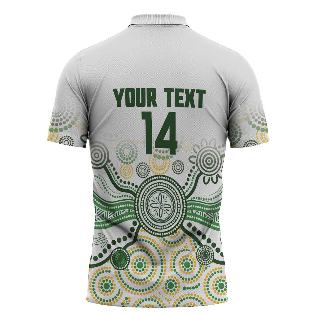 Australia Rugby Custom Zipper Polo Shirt 2025 Wallaroos Indigenous Art - Aussie Hoodie