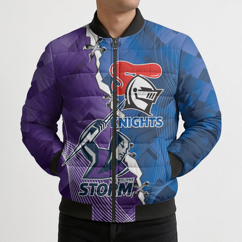 Storm And Knights Rugby Custom Bomber Puffer Jacket Dynamic Style