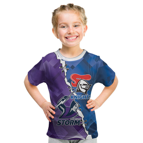 Storm And Knights Rugby Custom Kid T Shirt Dynamic Style