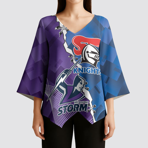 Storm And Knights Rugby Custom Kimono Sleeve Blouse Dynamic Style
