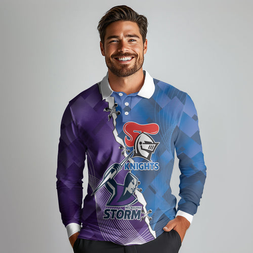 Storm And Knights Rugby Custom Long Sleeve Polo Shirt Dynamic Style