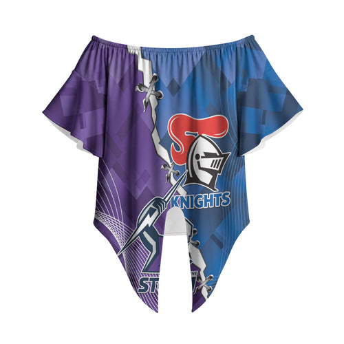 Storm And Knights Rugby Custom Off Shoulder Wrap Waist Top Dynamic Style