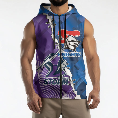 Storm And Knights Rugby Custom Sleeveless Zip Hoodie Dynamic Style