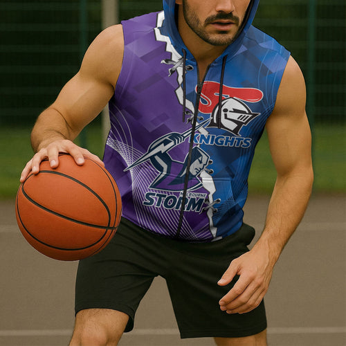 Storm And Knights Rugby Custom Sleeveless Zip Hoodie Dynamic Style