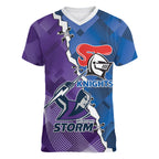 Storm And Knights Rugby Custom Women V-Neck T-Shirt Dynamic Style