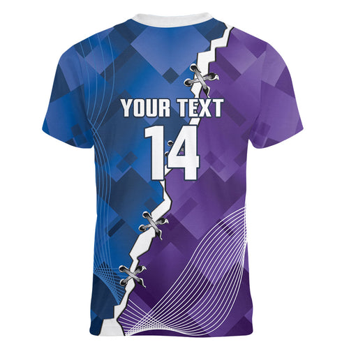 Storm And Knights Rugby Custom Women V-Neck T-Shirt Dynamic Style