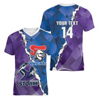 Storm And Knights Rugby Custom Women V-Neck T-Shirt Dynamic Style
