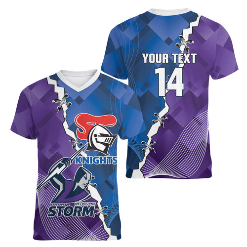 Storm And Knights Rugby Custom Women V-Neck T-Shirt Dynamic Style