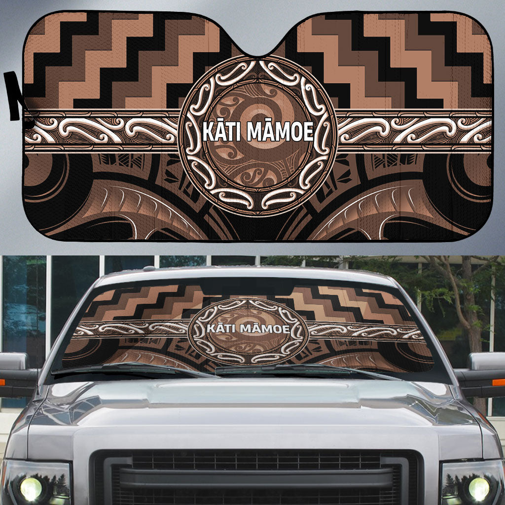 Aotearoa Kati Mamoe Auto Sun Shade Maori Iwi Poutama Puhoro Tattoo