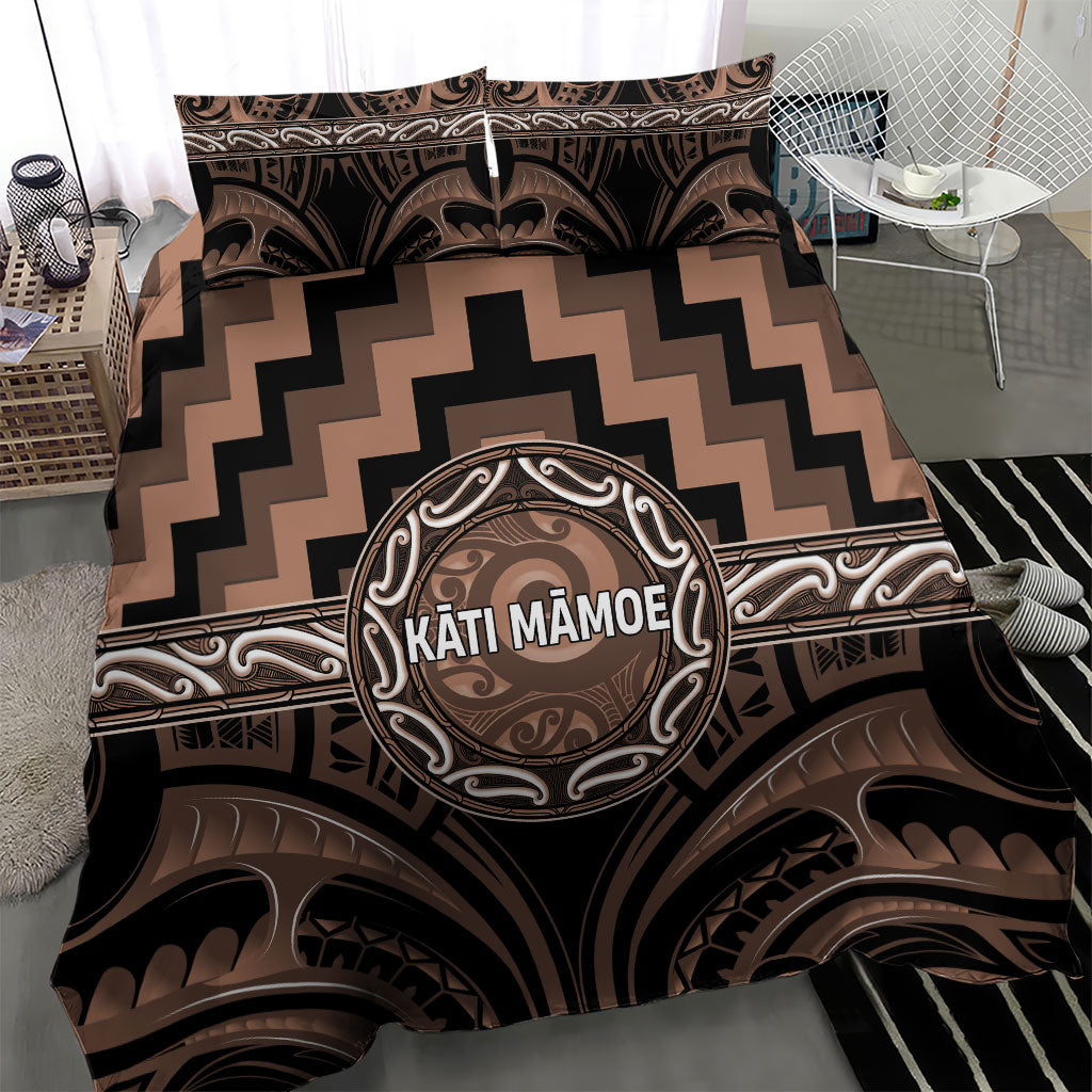 Aotearoa Kati Mamoe Bedding Set Maori Iwi Poutama Puhoro Tattoo