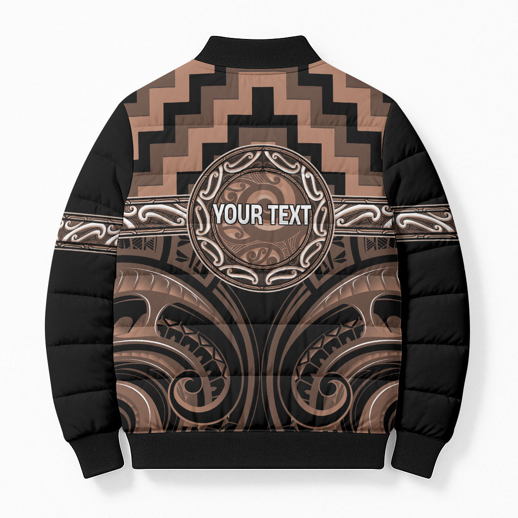 Aotearoa Kati Mamoe Personalised Bomber Puffer Jacket Maori Iwi Poutama Puhoro Tattoo