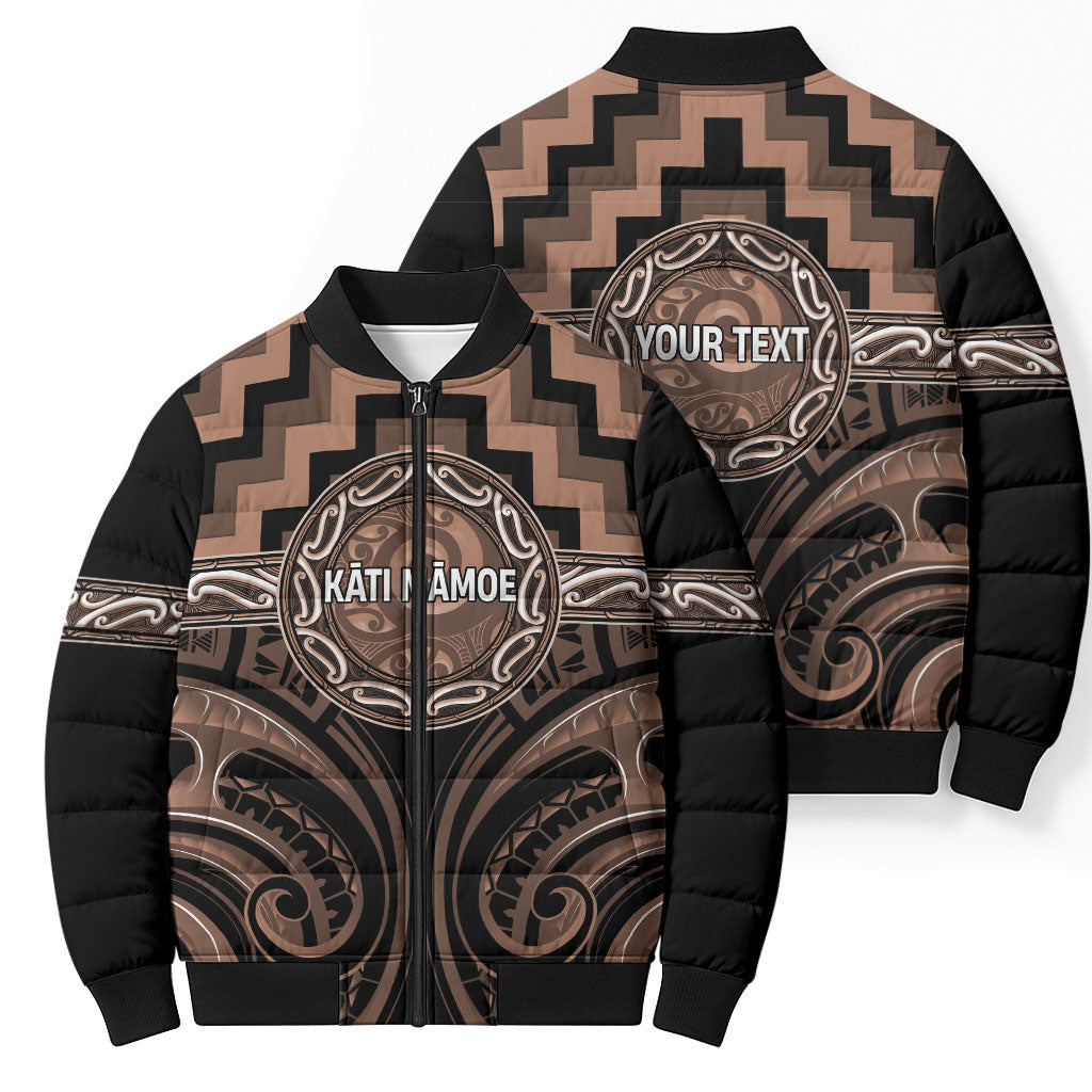 Aotearoa Kati Mamoe Personalised Bomber Puffer Jacket Maori Iwi Poutama Puhoro Tattoo