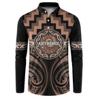 Aotearoa Kati Mamoe Personalised Button Sweatshirt Maori Iwi Poutama Puhoro Tattoo