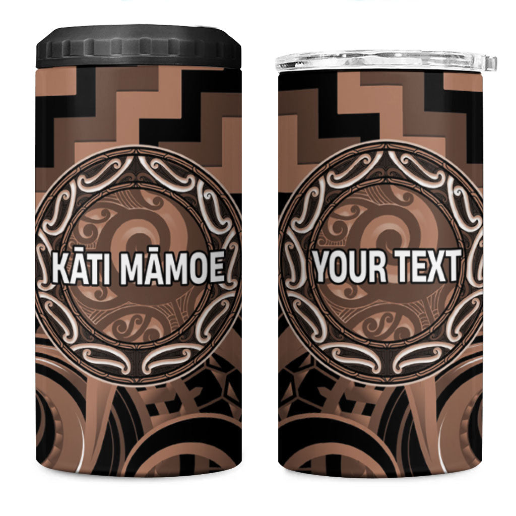 Aotearoa Kati Mamoe Personalised 4 in 1 Can Cooler Tumbler Maori Iwi Poutama Puhoro Tattoo