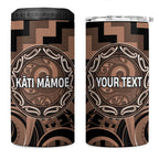 Aotearoa Kati Mamoe Personalised 4 in 1 Can Cooler Tumbler Maori Iwi Poutama Puhoro Tattoo