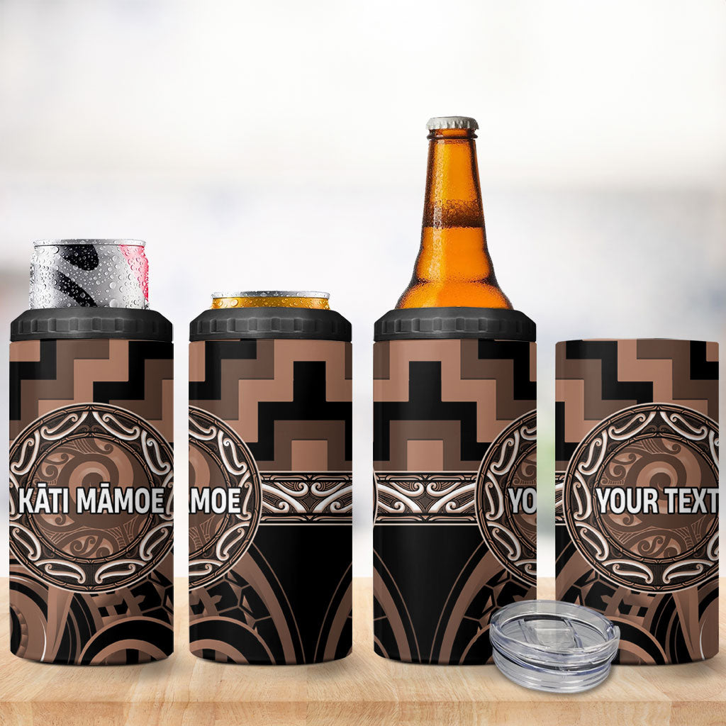 Aotearoa Kati Mamoe Personalised 4 in 1 Can Cooler Tumbler Maori Iwi Poutama Puhoro Tattoo