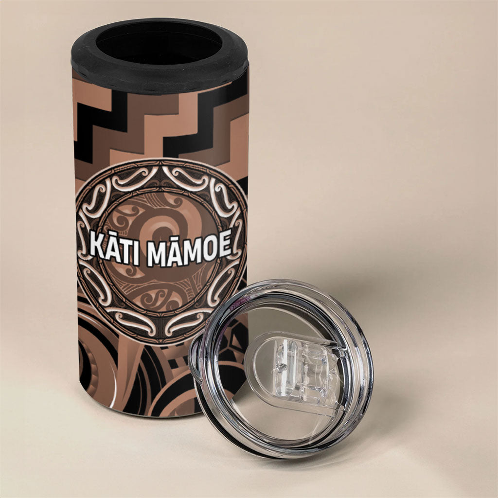 Aotearoa Kati Mamoe Personalised 4 in 1 Can Cooler Tumbler Maori Iwi Poutama Puhoro Tattoo