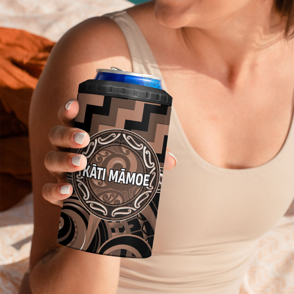 Aotearoa Kati Mamoe Personalised 4 in 1 Can Cooler Tumbler Maori Iwi Poutama Puhoro Tattoo