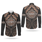 Aotearoa Kati Mamoe Personalised Couples Matching Off Shoulder Maxi Dress and Long Sleeve Button Shirt Maori Iwi Poutama Puhoro Tattoo