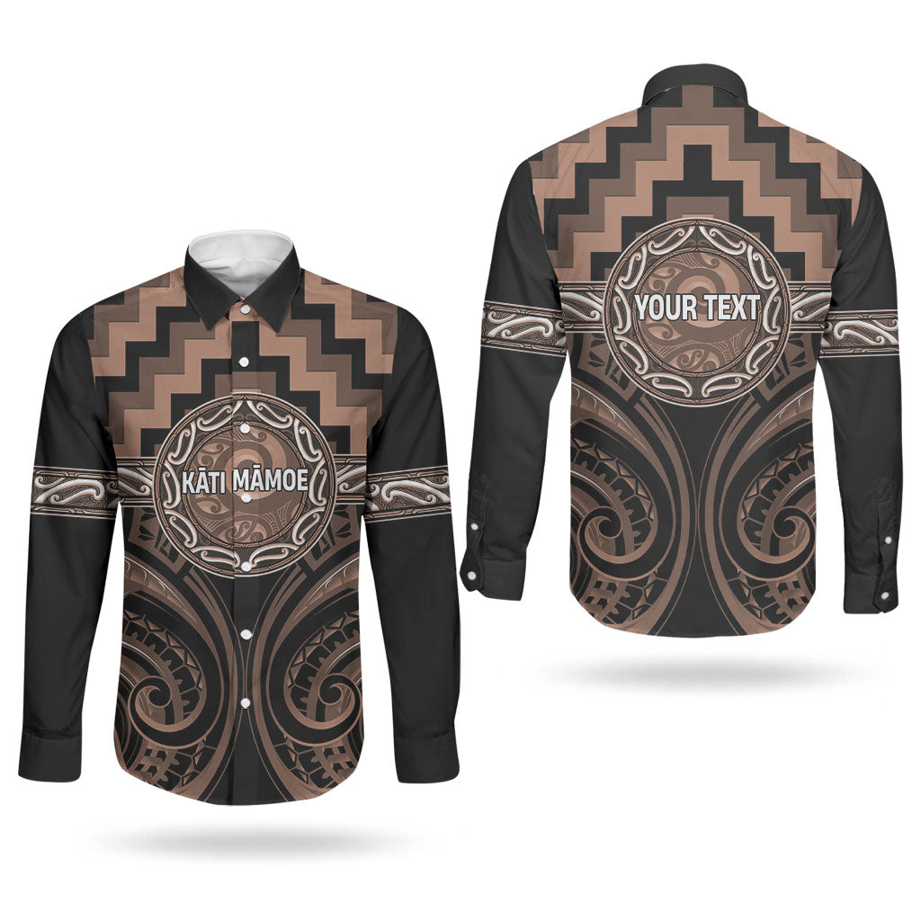 Aotearoa Kati Mamoe Personalised Couples Matching Off Shoulder Maxi Dress and Long Sleeve Button Shirt Maori Iwi Poutama Puhoro Tattoo