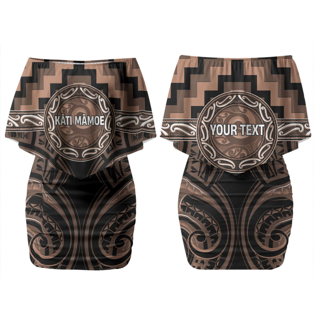 Aotearoa Kati Mamoe Personalised Couples Matching Off Shoulder Short Dress and Hawaiian Shirt Maori Iwi Poutama Puhoro Tattoo