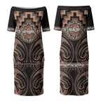 Aotearoa Kati Mamoe Personalised Couples Matching Puletasi and Long Sleeve Button Shirt Maori Iwi Poutama Puhoro Tattoo