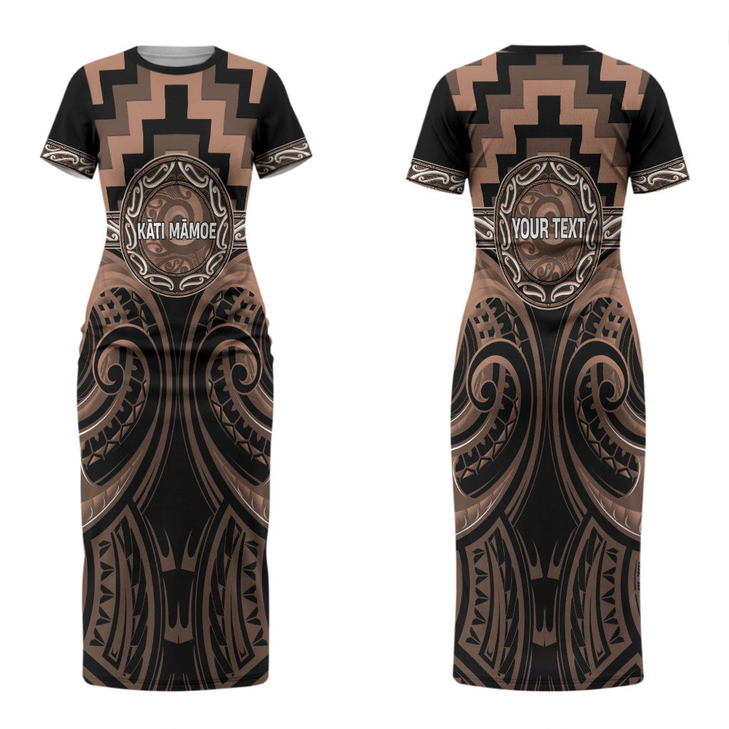 Aotearoa Kati Mamoe Personalised Couples Matching Short Sleeve Bodycon Dress and Hawaiian Shirt Maori Iwi Poutama Puhoro Tattoo