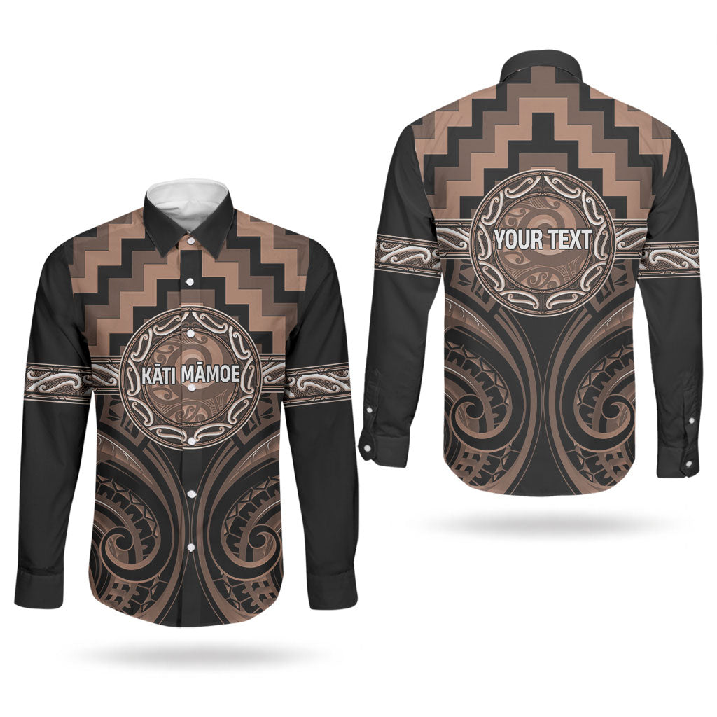 Aotearoa Kati Mamoe Personalised Couples Matching Short Sleeve Bodycon Dress and Long Sleeve Button Shirt Maori Iwi Poutama Puhoro Tattoo