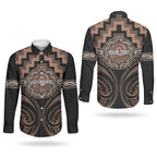 Aotearoa Kati Mamoe Personalised Couples Matching Short Sleeve Bodycon Dress and Long Sleeve Button Shirt Maori Iwi Poutama Puhoro Tattoo