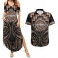 Aotearoa Kati Mamoe Personalised Couples Matching Summer Maxi Dress and Hawaiian Shirt Maori Iwi Poutama Puhoro Tattoo
