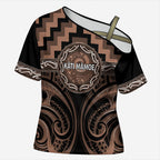 Aotearoa Kati Mamoe Personalised Cross Shoulder Shirt Maori Iwi Poutama Puhoro Tattoo