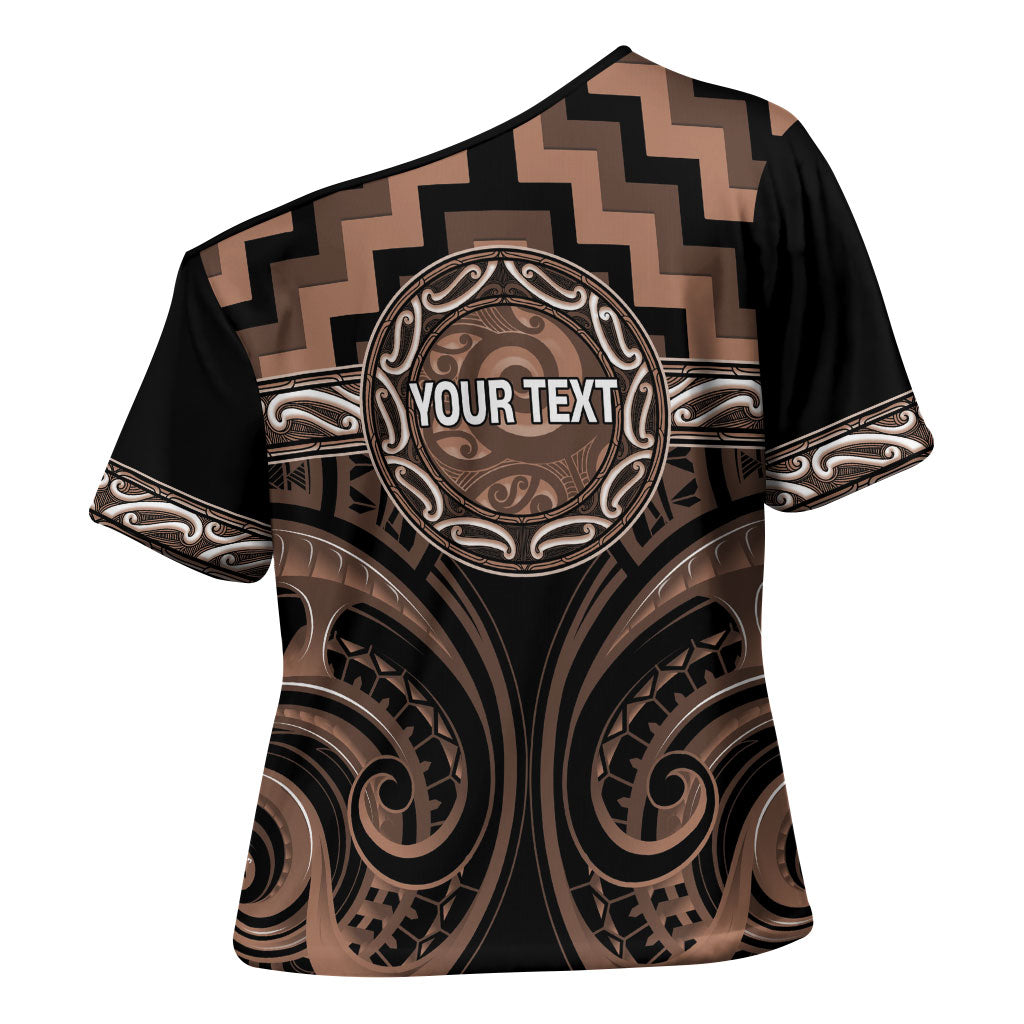 Aotearoa Kati Mamoe Personalised Cross Shoulder Shirt Maori Iwi Poutama Puhoro Tattoo