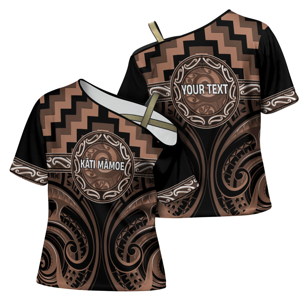 Aotearoa Kati Mamoe Personalised Cross Shoulder Shirt Maori Iwi Poutama Puhoro Tattoo