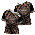 Aotearoa Kati Mamoe Personalised Cross Shoulder Shirt Maori Iwi Poutama Puhoro Tattoo