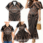 Aotearoa Kati Mamoe Personalised Family Matching Mermaid Dress and Hawaiian Shirt Maori Iwi Poutama Puhoro Tattoo