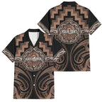 Aotearoa Kati Mamoe Personalised Family Matching Off Shoulder Short Dress and Hawaiian Shirt Maori Iwi Poutama Puhoro Tattoo