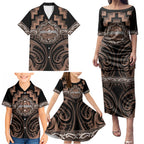 Aotearoa Kati Mamoe Personalised Family Matching Puletasi and Hawaiian Shirt Maori Iwi Poutama Puhoro Tattoo