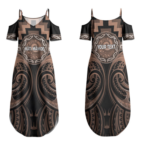 Aotearoa Kati Mamoe Personalised Family Matching Summer Maxi Dress and Hawaiian Shirt Maori Iwi Poutama Puhoro Tattoo