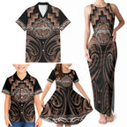 Aotearoa Kati Mamoe Personalised Family Matching Tank Maxi Dress and Hawaiian Shirt Maori Iwi Poutama Puhoro Tattoo