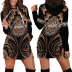 Aotearoa Kati Mamoe Personalised Hoodie Dress Maori Iwi Poutama Puhoro Tattoo
