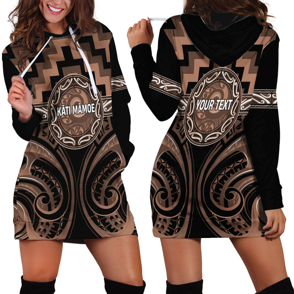 Aotearoa Kati Mamoe Personalised Hoodie Dress Maori Iwi Poutama Puhoro Tattoo
